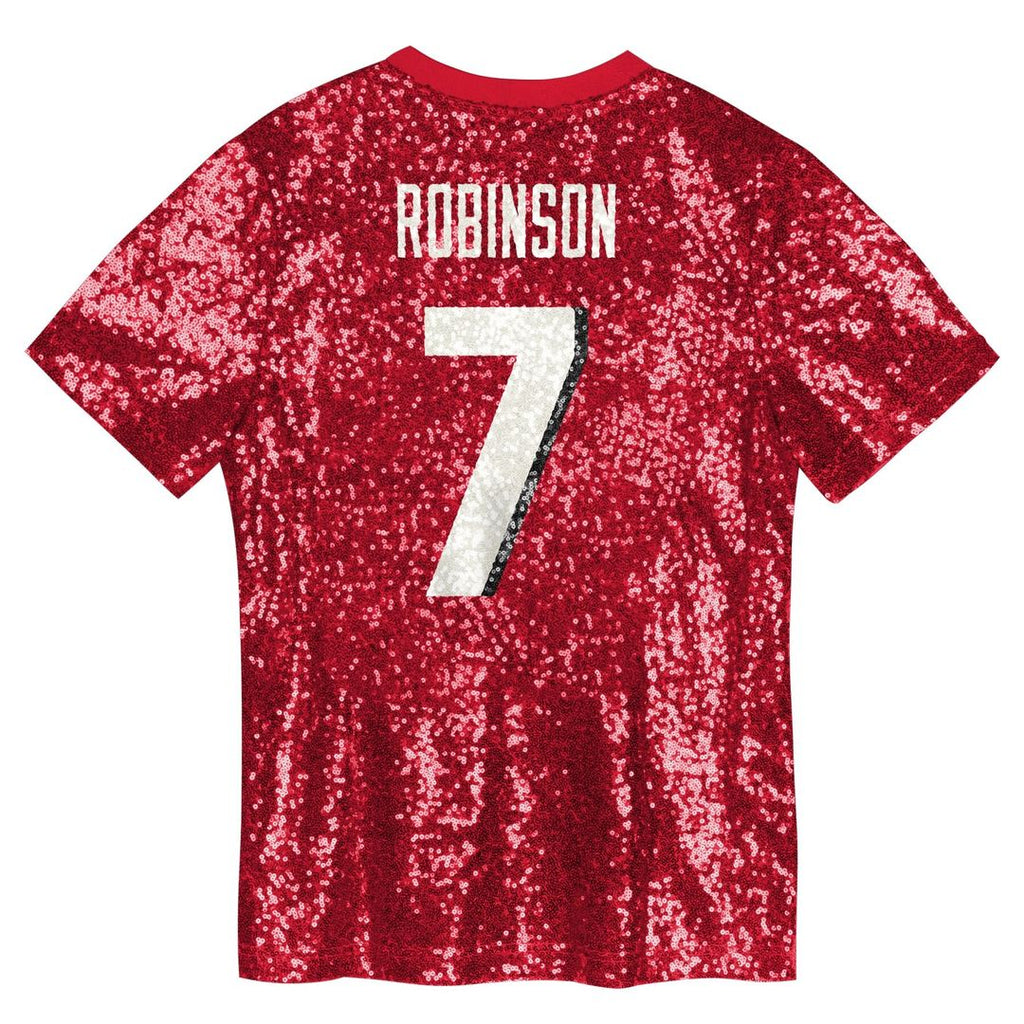 Bijan Robinson Atlanta Falcons Girls Youth Sequin V-Neck Fashion Jersey - Red